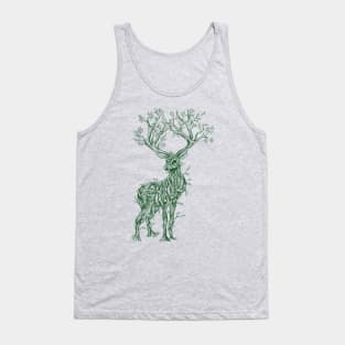 Vine Branch Stag (Dark Green) Tank Top